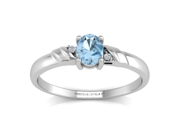 9ct White Gold Diamond And Blue Topaz Ring 0.01 Carats - Image 3