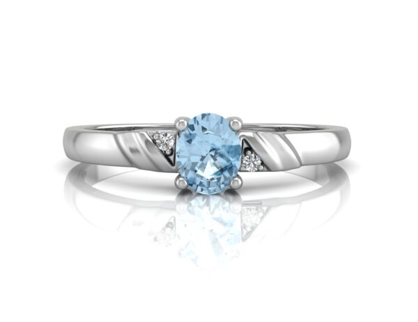 9ct White Gold Diamond And Blue Topaz Ring 0.01 Carats - Image 4