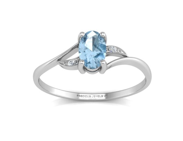 9ct White Gold Diamond And Blue Topaz Ring 0.01 Carats - Image 3