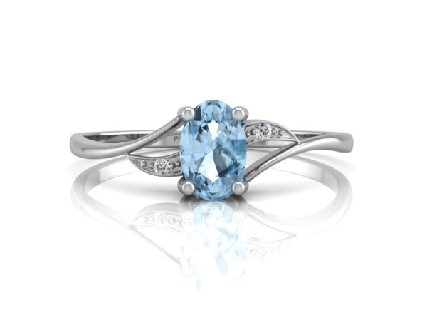 9ct White Gold Diamond And Blue Topaz Ring 0.01 Carats - Image 4