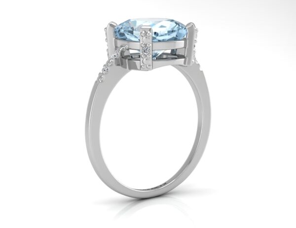 9ct White Gold Diamond And Blue Topaz Ring 0.04 Carats - Image 2