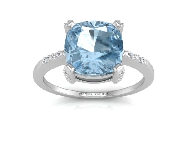 9ct White Gold Diamond And Blue Topaz Ring 0.04 Carats - Image 3