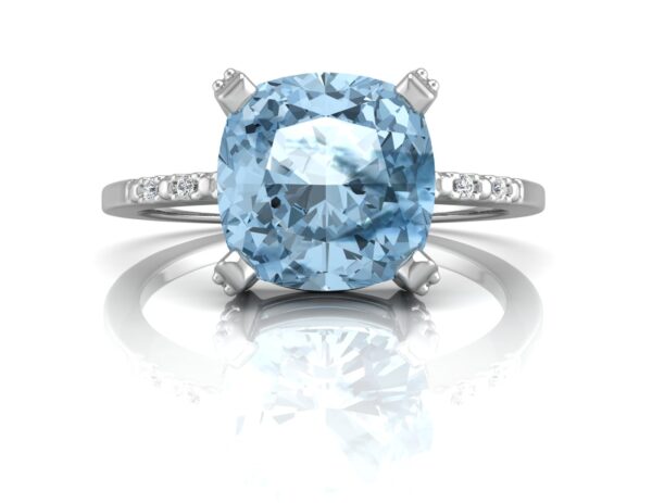 9ct White Gold Diamond And Blue Topaz Ring 0.04 Carats - Image 4