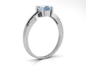 9ct White Gold  Diamond And Blue Topaz Ring 0.20 Carats