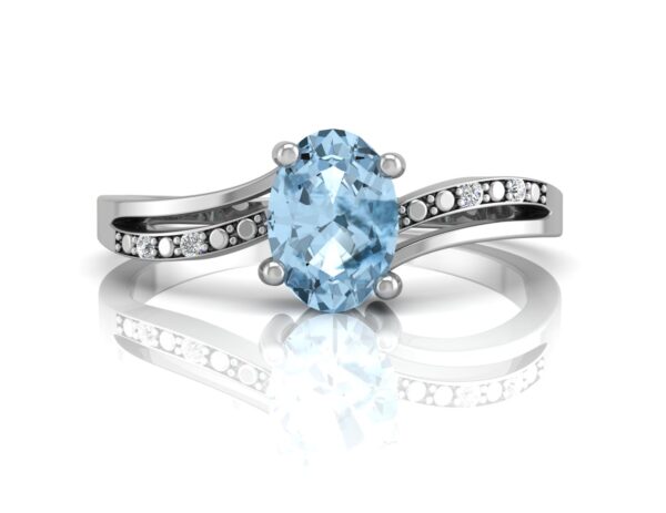 9ct White Gold  Diamond And Blue Topaz Ring 0.20 Carats - Image 4