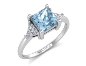 9ct White Gold Diamond And Blue Topaz Ring 0.06 Carats