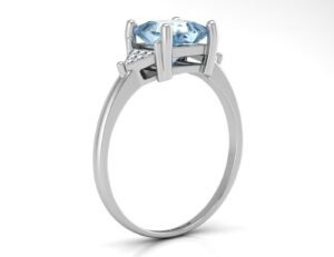 9ct White Gold Diamond And Blue Topaz Ring 0.06 Carats