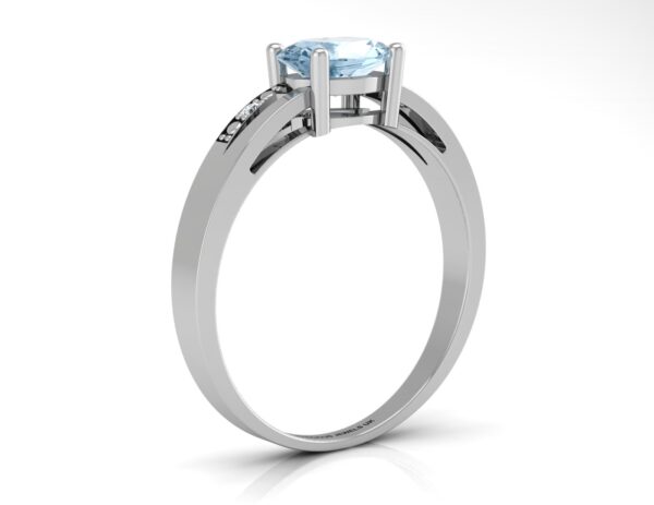 9ct White Gold Diamond And Blue Topaz Ring 0.01 Carats - Image 2