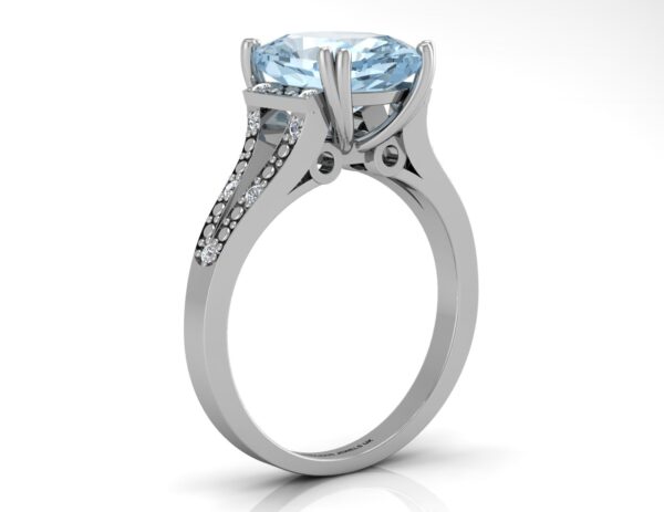 9ct White Gold Diamond And Blue Topaz Ring 0.07 Carats - Image 2