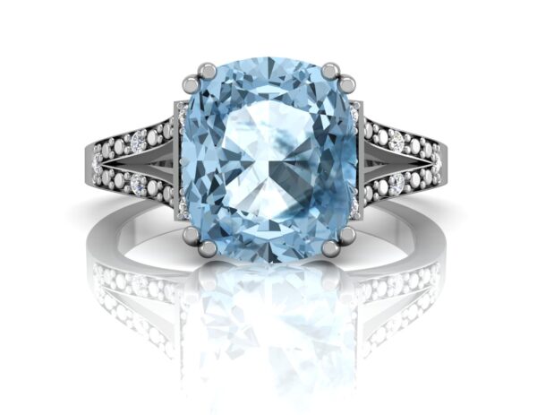 9ct White Gold Diamond And Blue Topaz Ring 0.07 Carats - Image 4