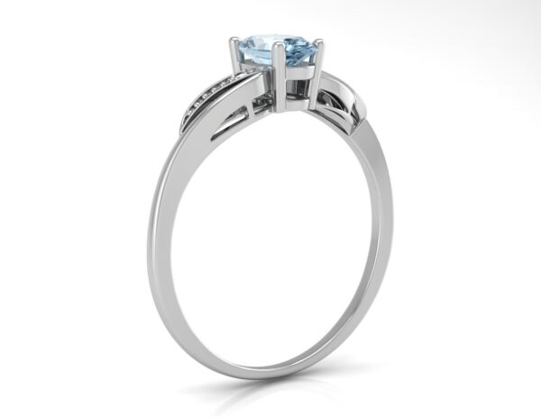 9ct White Gold Diamond And Oval Shape Blue Topaz Twist Ring 0.10 Carats - Image 2