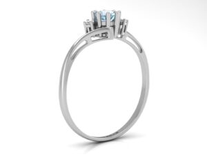 9ct White Gold Fancy Cluster Diamond And Blue Topaz Ring 0.01 Carats