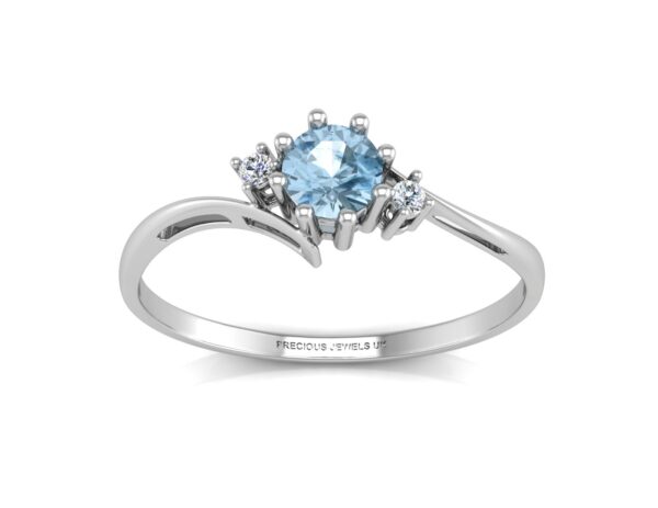 9ct White Gold Fancy Cluster Diamond And Blue Topaz Ring 0.01 Carats - Image 3