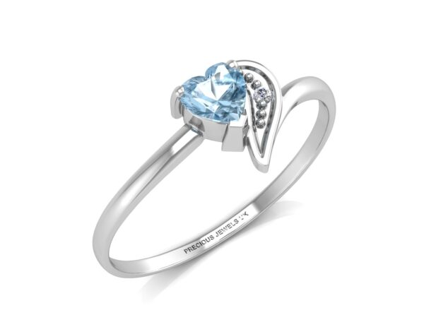 9ct White Gold Fancy Cluster Diamond And Blue Topaz Ring 0.01 Carats