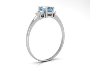 9ct White Gold Fancy Cluster Diamond Blue Topaz Ring 0.06 Carats