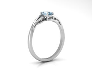 9ct White Gold Fancy Cluster Diamond Blue Topaz Ring 0.10 Carats