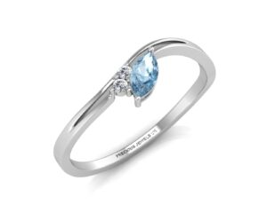 9ct White Gold Fancy Cluster Diamond And Blue Topaz Ring 0.30 Carats