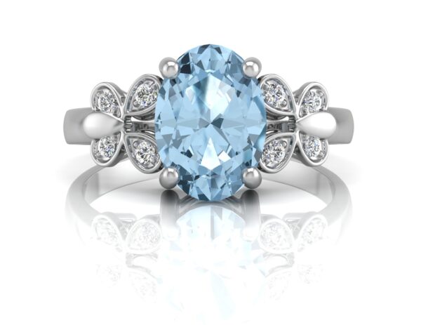 9ct White Gold Diamond And Blue Topaz Ring 0.03 Carats - Image 4