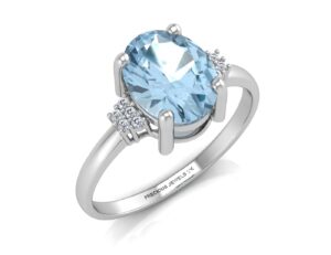 9ct White Gold Diamond And Blue Topaz Ring 0.03 Carats