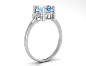 9ct White Gold Diamond And Blue Topaz Ring 0.03 Carats