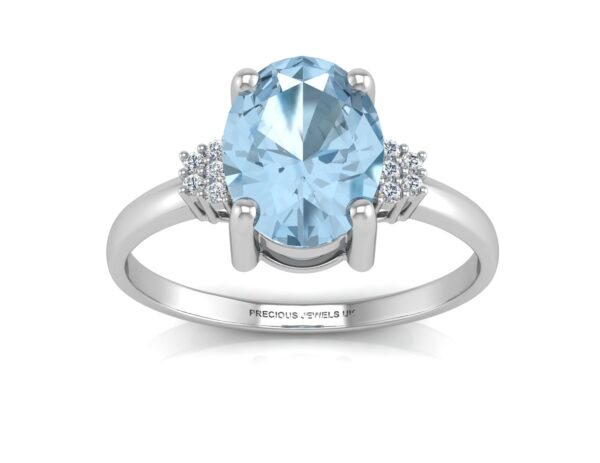 9ct White Gold Diamond And Blue Topaz Ring 0.03 Carats - Image 3