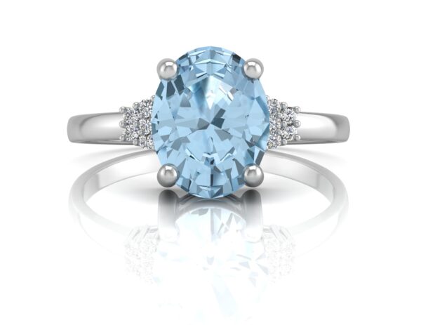 9ct White Gold Diamond And Blue Topaz Ring 0.03 Carats - Image 4