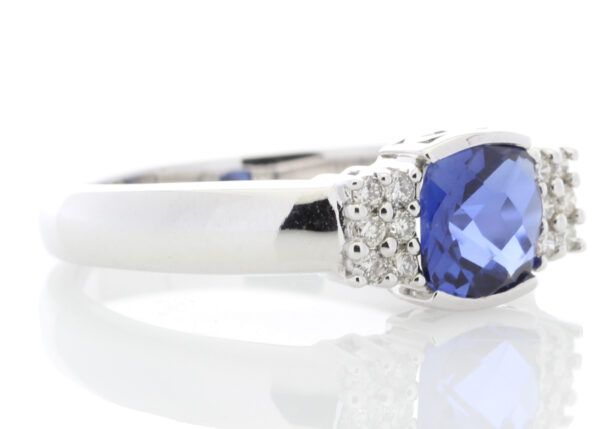 9ct White Gold Created Ceylon Sapphire Diamond Ring 0.08 Carats - Image 4