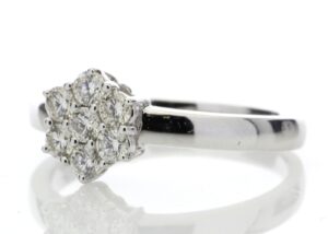 9ct White Gold Diamond Cluster Ring 0.45 Carats