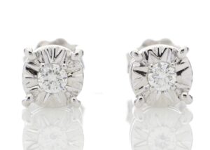 9ct White Gold Single Stone Claw Set Diamond Earring 0.10 Carats