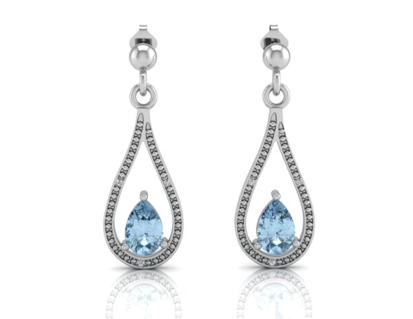 9ct White Gold Diamond And Blue Topaz Earring 0.02 Carats - Image 3