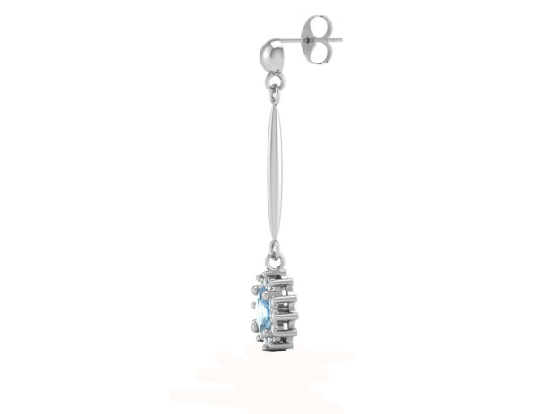 9ct White Gold Diamond And Blue Topaz Earring 0.12 Carats - Image 2