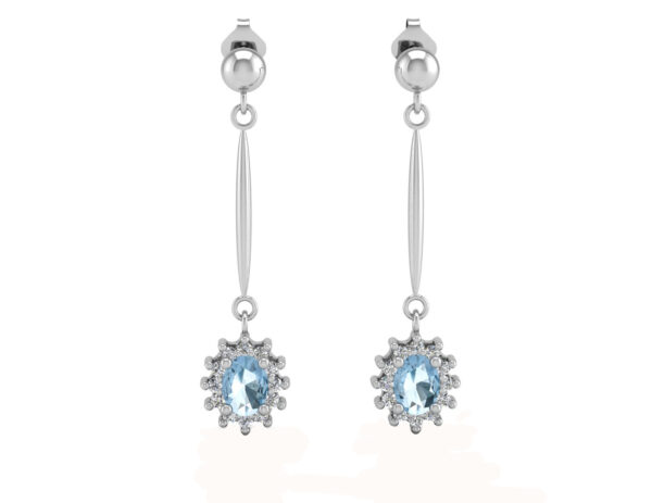 9ct White Gold Diamond And Blue Topaz Earring 0.12 Carats - Image 3