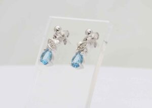 9ct White Gold Diamond And Blue Topaz Earring (BT0.86)  0.01