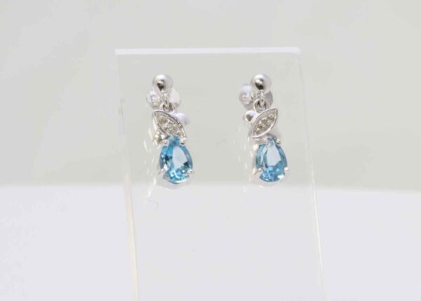 9ct White Gold Diamond And Blue Topaz Earring (BT0.86)  0.01 - Image 3