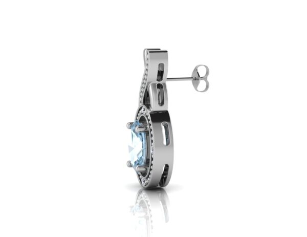 9ct White Gold Diamond And Blue Topaz Earring (BT0.96) 0.03 - Image 2