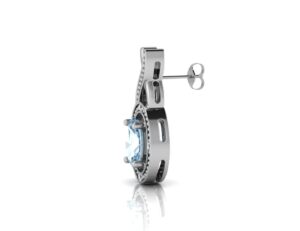 9ct White Gold Diamond And Blue Topaz Earring (BT0.96) 0.03