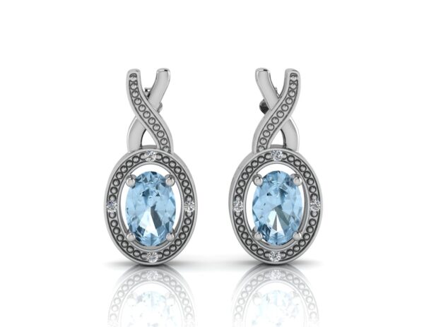 9ct White Gold Diamond And Blue Topaz Earring (BT0.96) 0.03 - Image 3