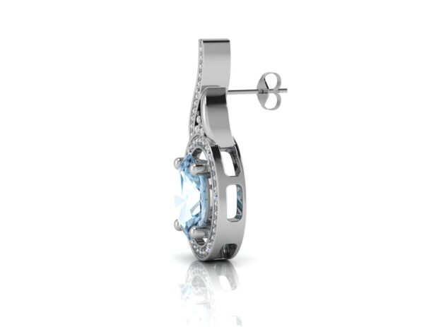 9ct White Gold Diamond And Blue Topaz Earring 0.05 Carats - Image 3