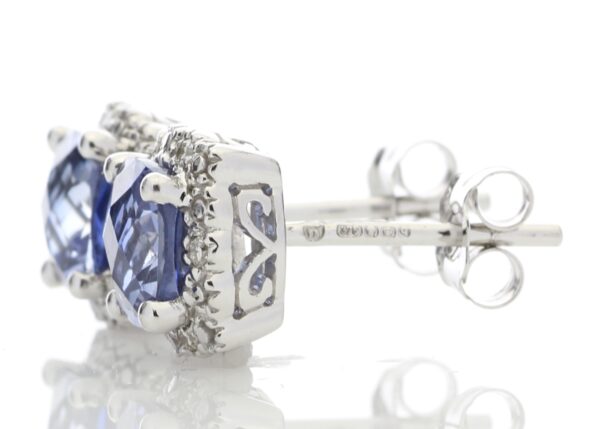 9ct White Gold Created Ceylon Sapphire Diamond Earring 0.08 Carats - Image 3