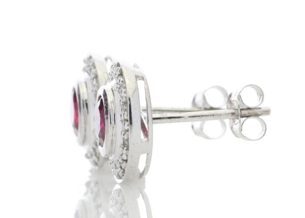 9ct White Gold Created Ruby Diamond Earring 0.16 Carats - Image 3