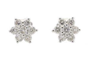 9ct White Gold  Diamond Flower Earring 0.45 Carats