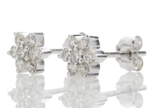 9ct White Gold  Diamond Flower Earring 0.45 Carats