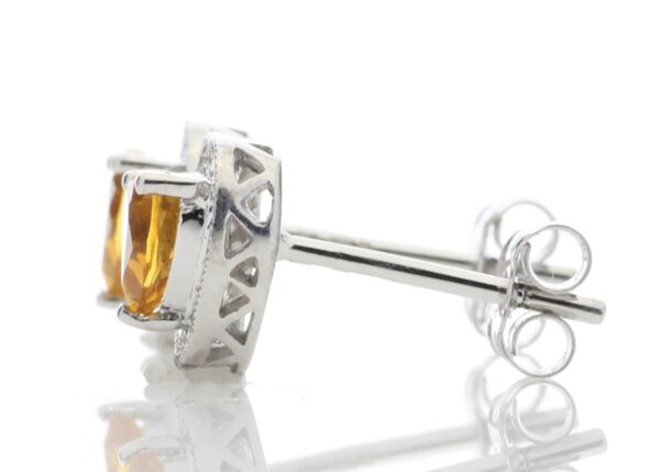 9ct White Gold Citrine Heart Diamond Earring 0.18 Carats - Image 3