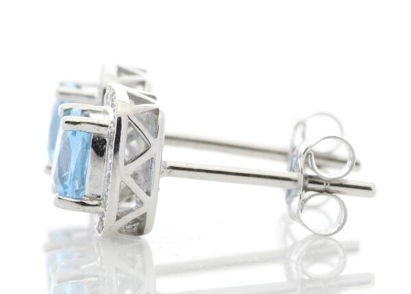 9ct White Gold Blue Topaz Diamond Earring 0.20 Carats - Image 3