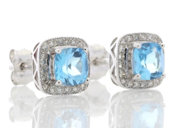 9ct White Gold Blue Topaz Diamond Earring 0.20 Carats - Image 4