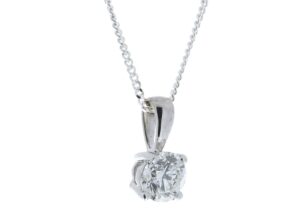 9ct White Gold Single Stone Wire Set Diamond Pendant 0.40 Carats