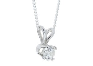 9ct White Gold Single Stone Claw Set Diamond Pendant 0.20 Carats