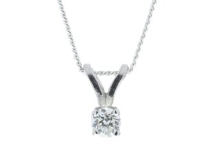 9ct White Gold Single Stone Claw Set Diamond Pendant 0.10 Carats