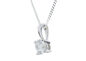 9ct White Gold Single Stone Four Claw Set Diamond Pendant 0.25 Carats