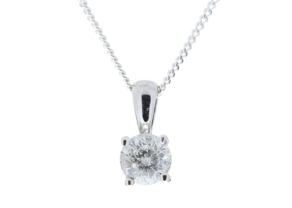 9ct White Gold Single Stone Claw Set Diamond Pendant 0.30 Carats